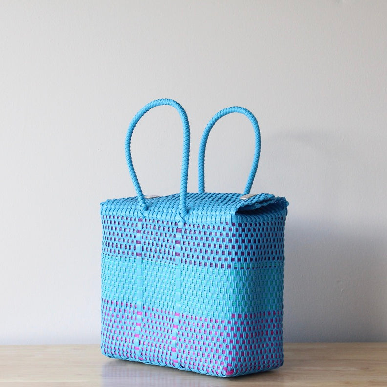 Everyday handwoven tote bag with snap closure