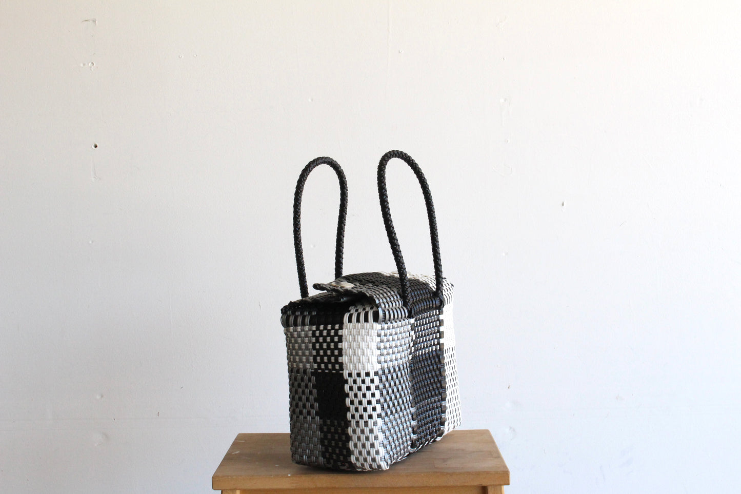 Black, White & Silver Handwoven Handbag by MexiMexi