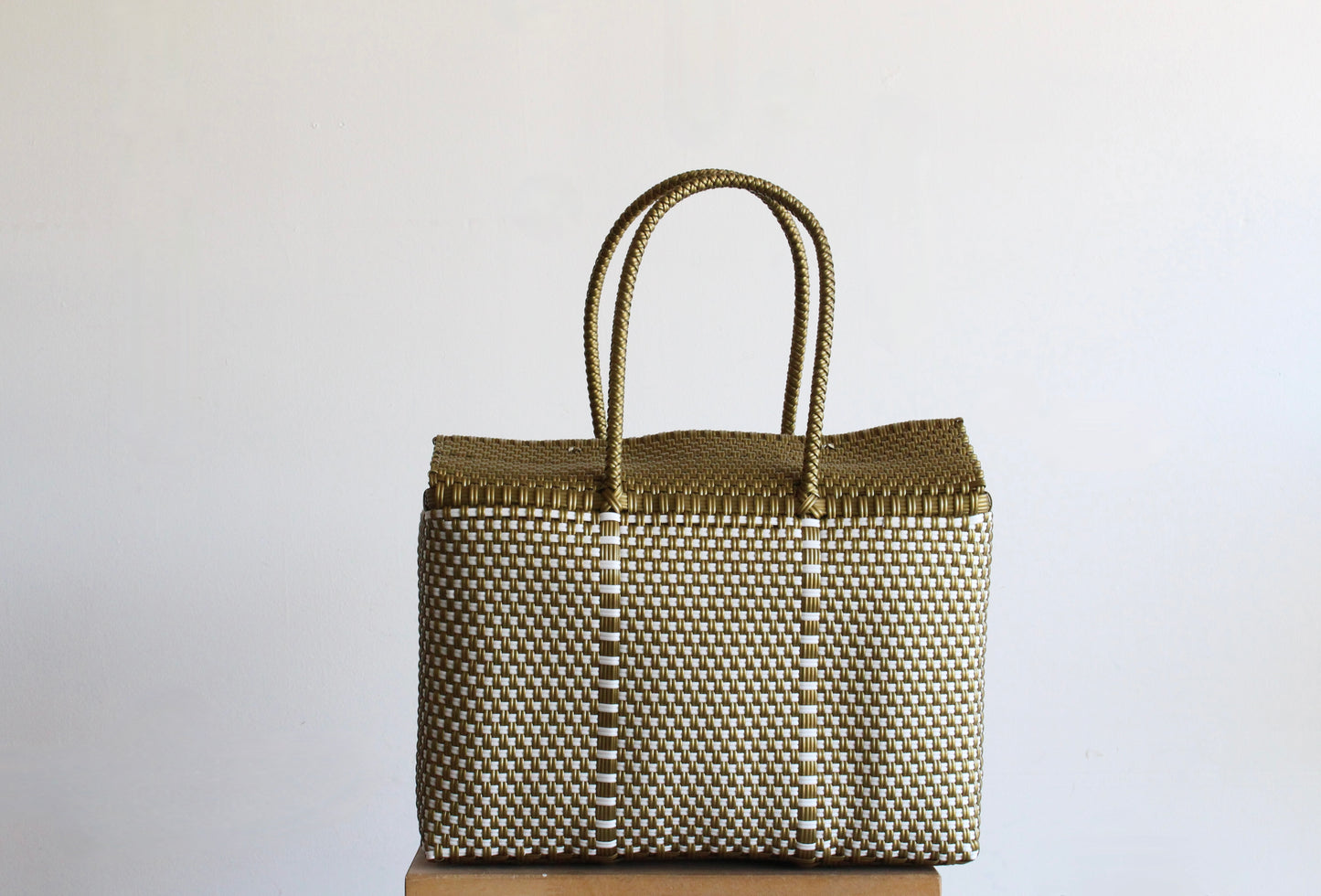 Gold and White Mexican Basket by MexiMexi