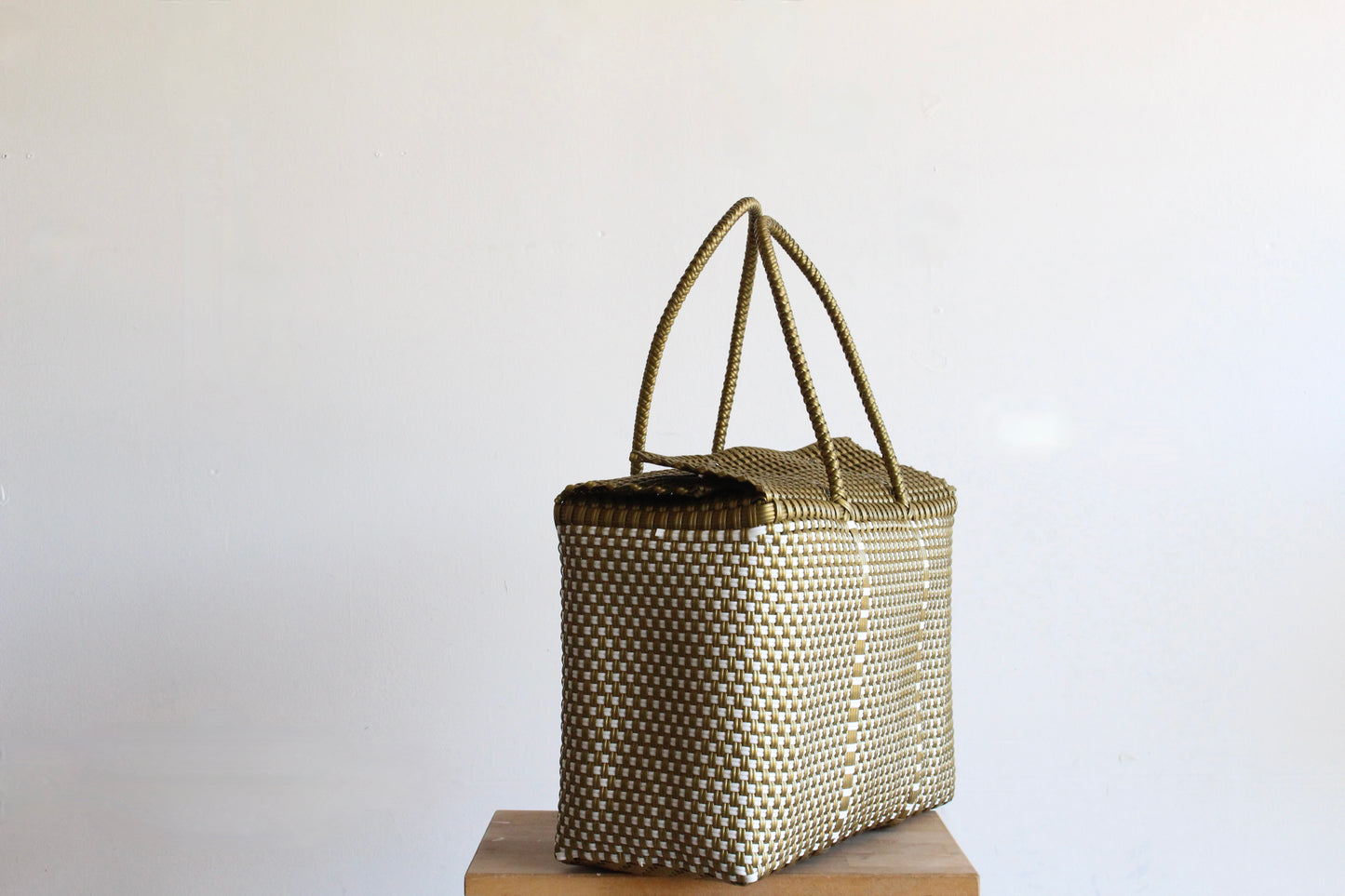 Gold and White Mexican Basket by MexiMexi
