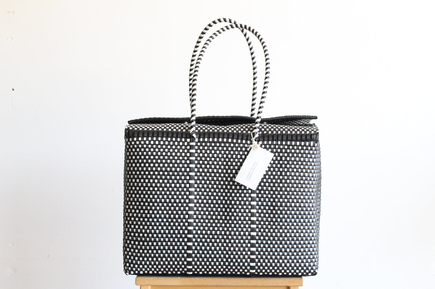 Black & White Handwoven Mexican Basket by MexiMexi