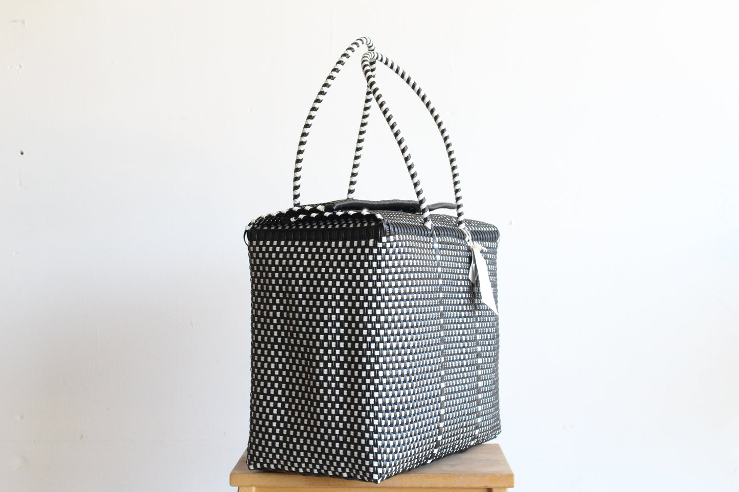 Black & White Handwoven Mexican Basket by MexiMexi