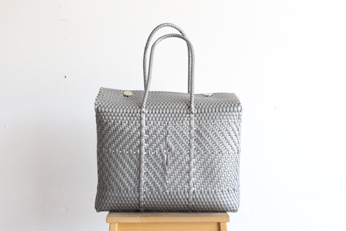 Silver Handwoven Mexican Basket by MexiMexi