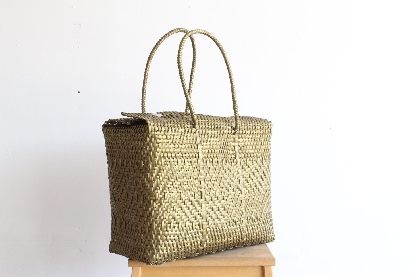 Gold Handwoven Mexican Basket by MexiMexi