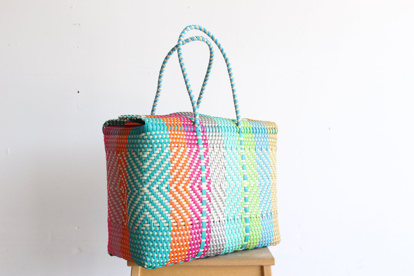 Colorful Handwoven Mexican Basket by MexiMexi