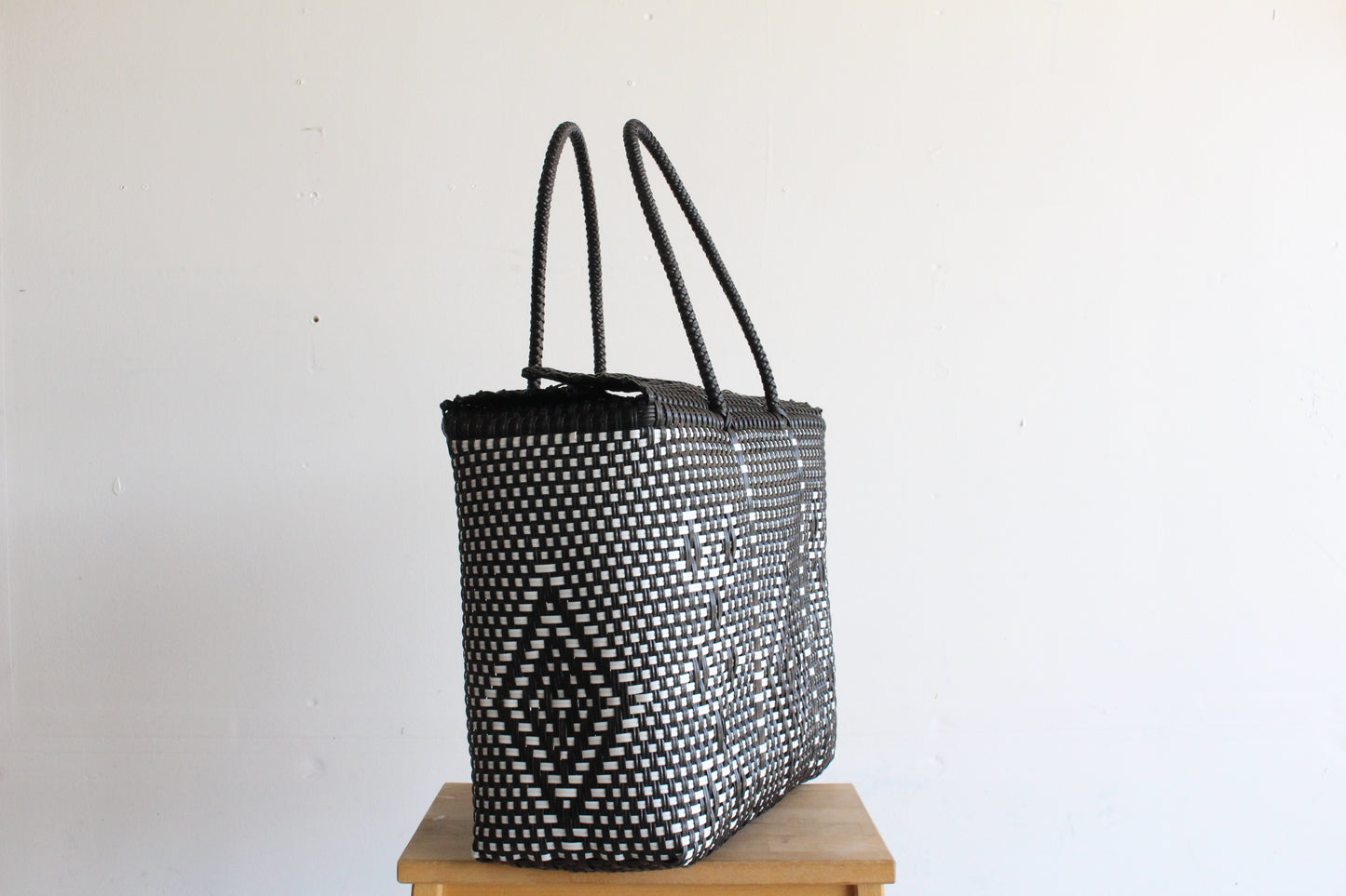 Black & White Handwoven Mexican Basket by MexiMexi