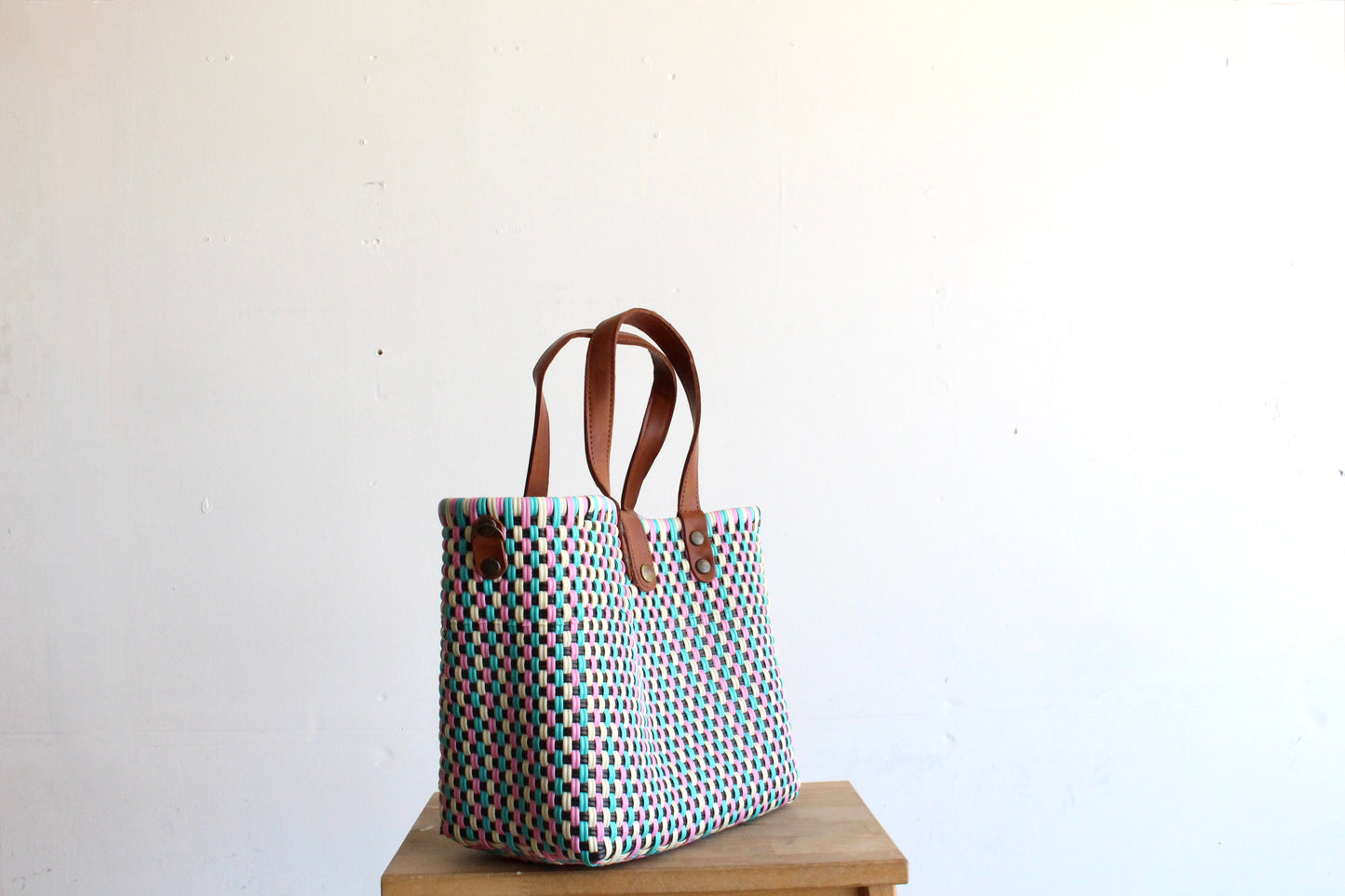 White, Black, Teal & Pink Purse bag by MexiMexi
