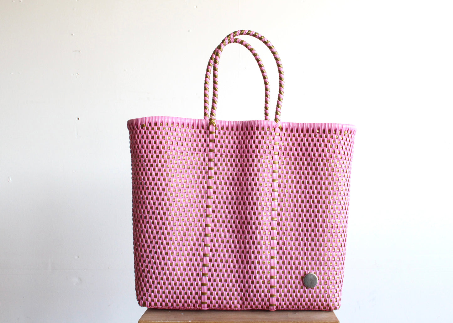 Pink & Gold Handwoven Mexican Tote bag by MexiMexi