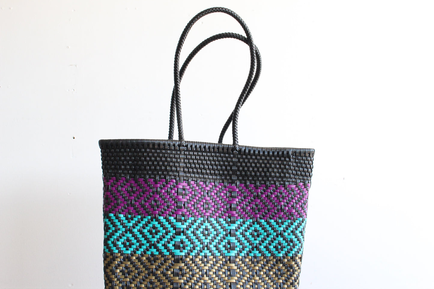 Black With colors Handwoven Mexican Tote by MexiMexi