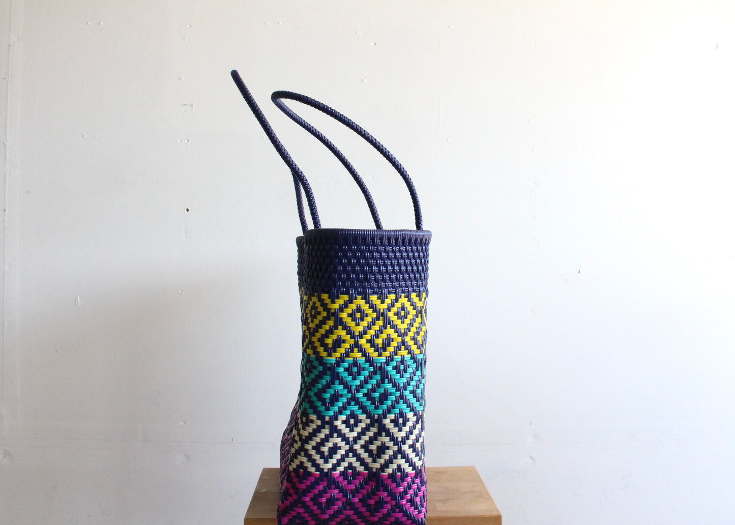Navy Blue with colors Handwoven Mexican Tote by MexiMexi