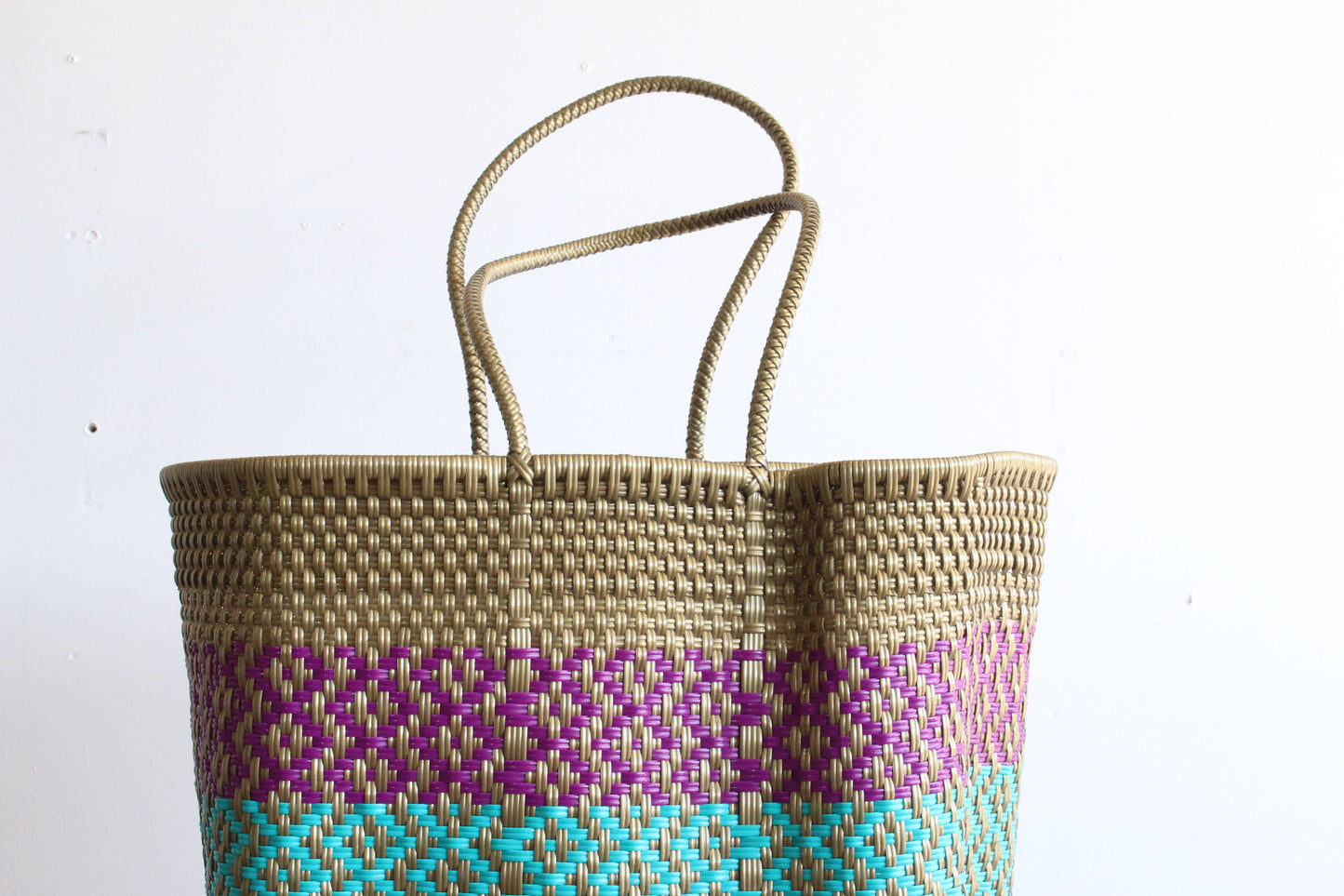 Gold with colors Handwoven Mexican Tote by MexiMexi
