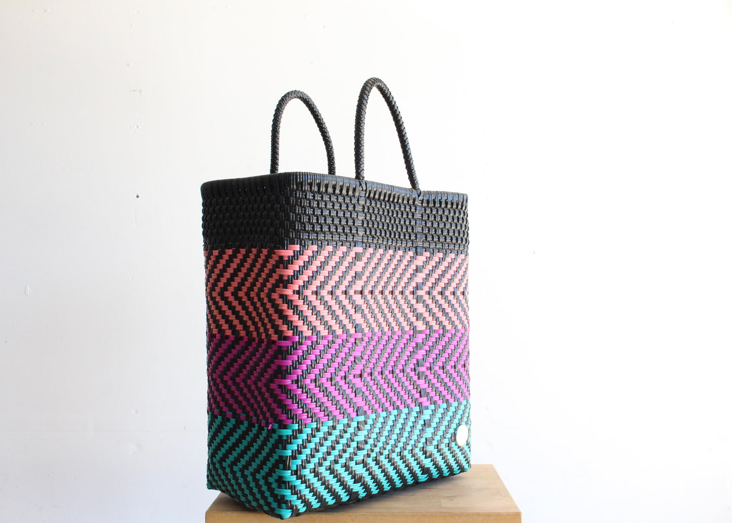 Black with colors Handwoven Mexican Tote by MexiMexi