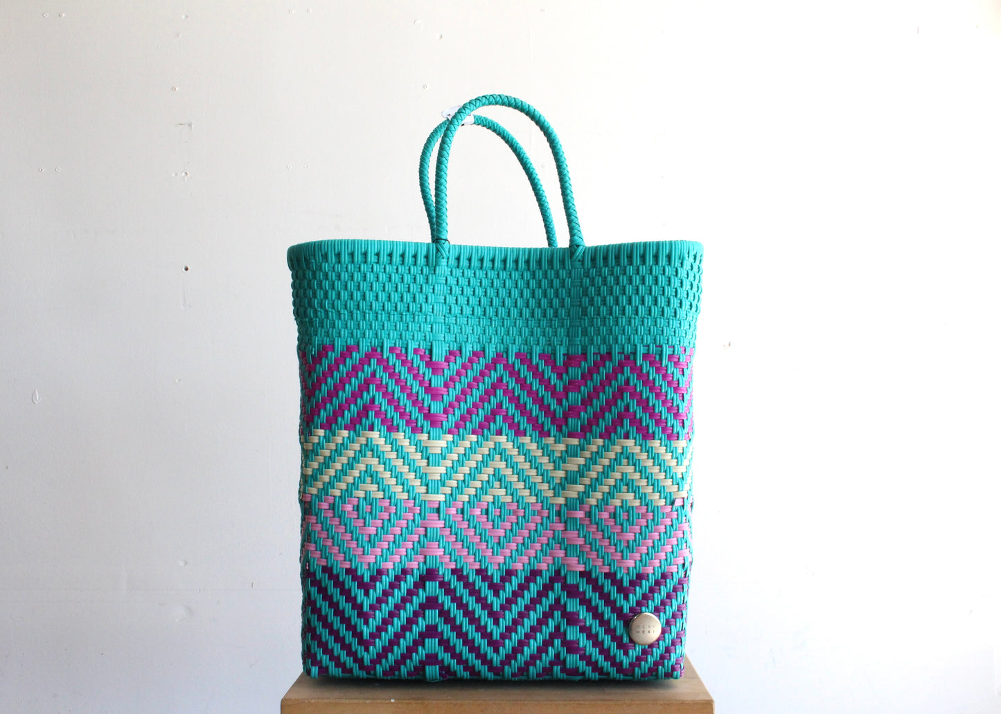Aqua & Colors handwoven Mexican Tote by MexiMexi