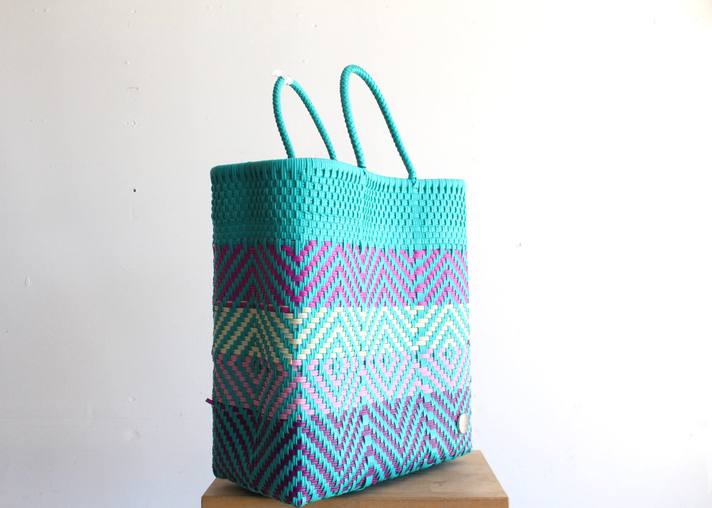 Aqua & Colors handwoven Mexican Tote by MexiMexi