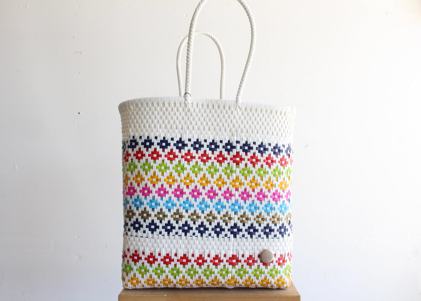 White & Colors Handwoven Mexican Tote by MexiMexi