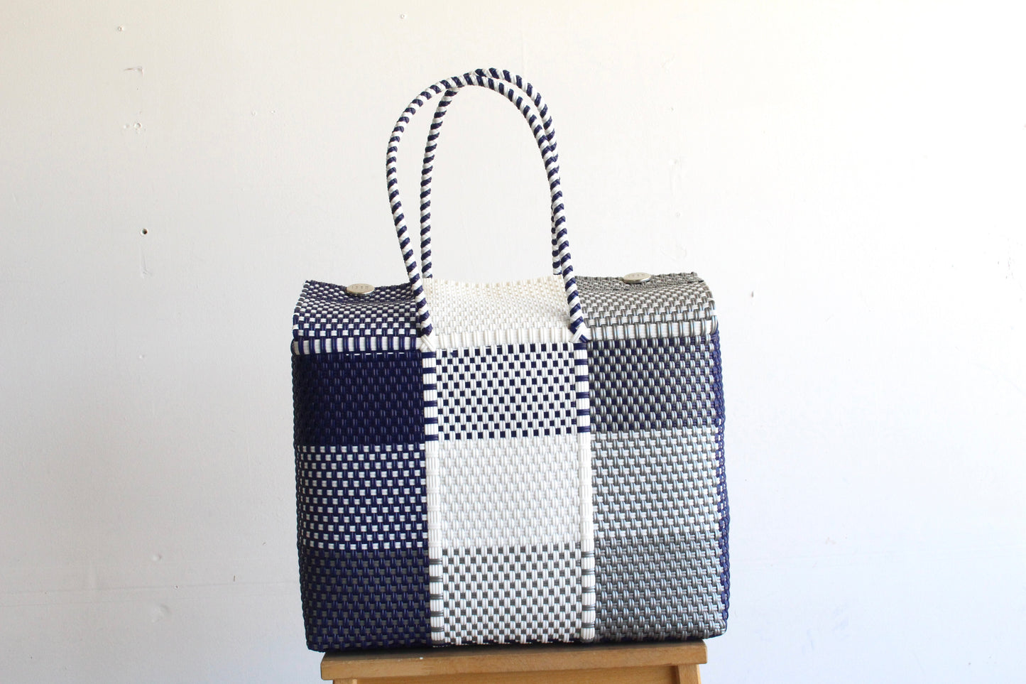 Navy Blue & White Mexican Basket by MexiMexi