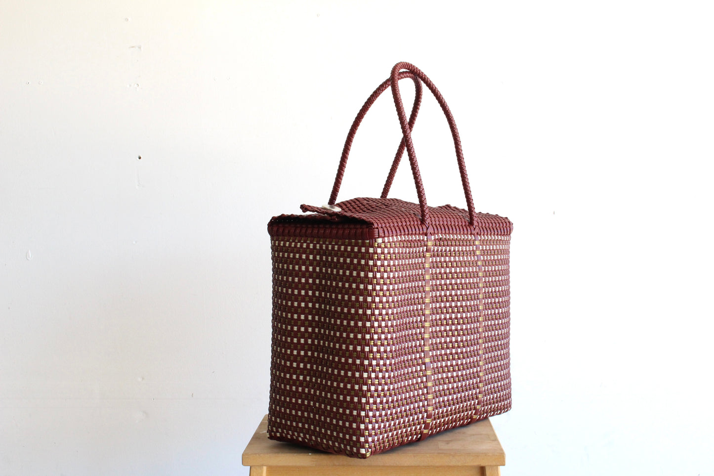 Burgundy & Gold Mexican Basket by MexiMexi