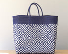 Large artisan tote with long braided handles