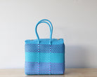 Turquoise and purple handwoven Mexican tote bag