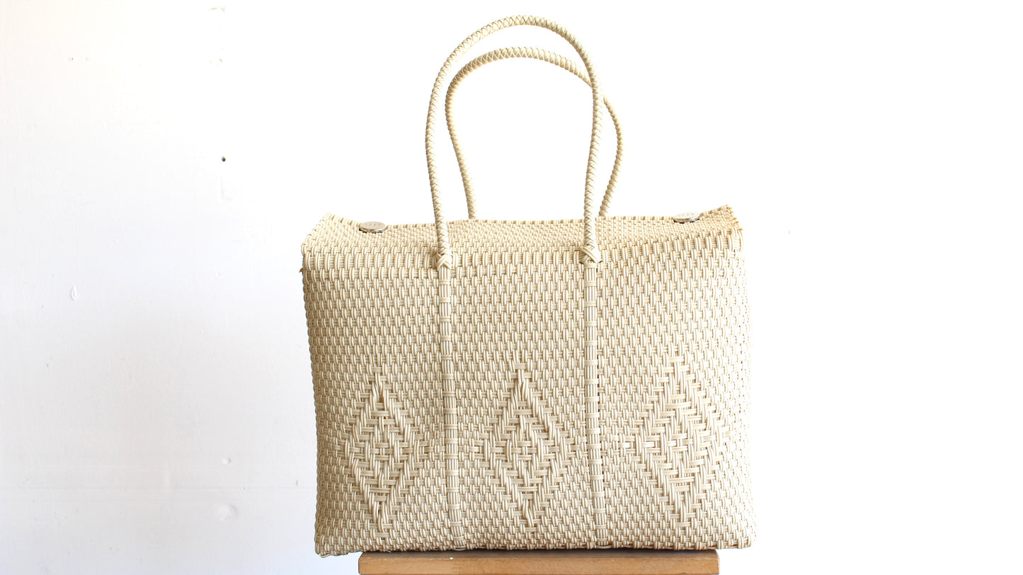 Beige Handwoven Mexican Basket by MexiMexi