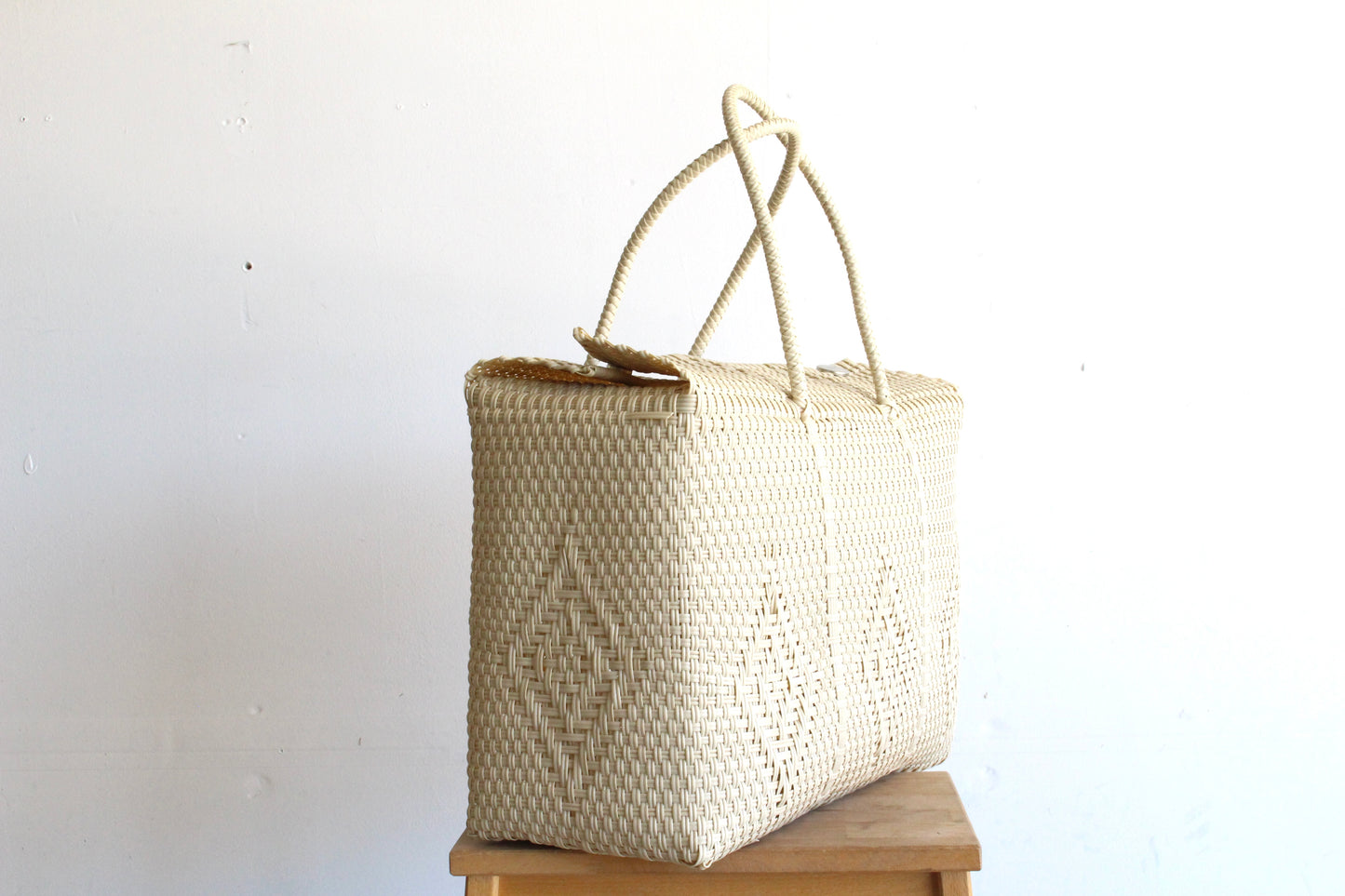 Beige Handwoven Mexican Basket by MexiMexi