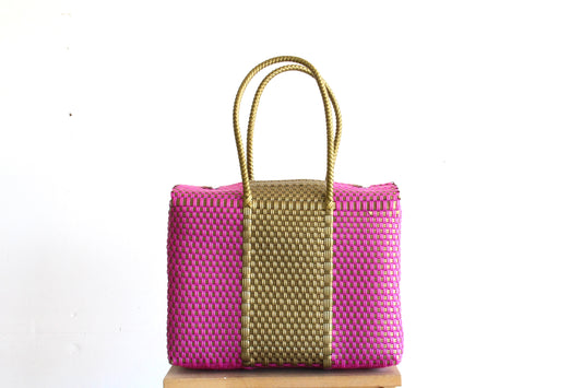 Fuchsia & Gold Handwoven Mexican Handbag by MexiMexi