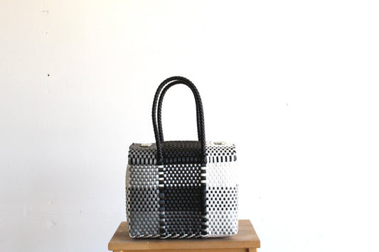 Black, White & Silver Handwoven Handbag by MexiMexi