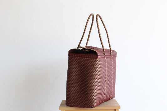 Burgundy and Gold Mexican Basket by MexiMexi