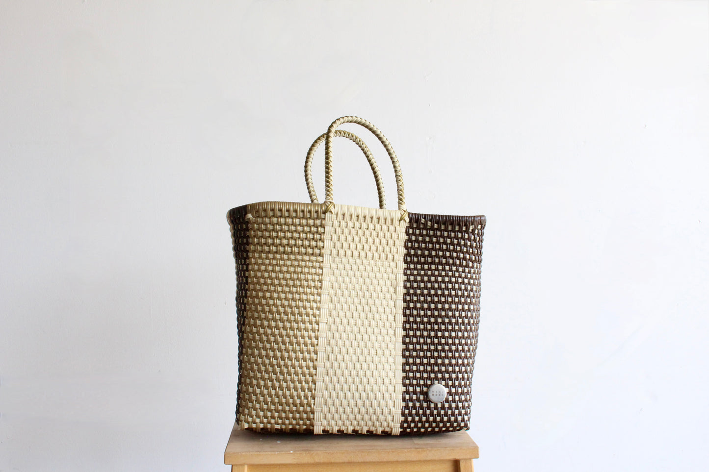 Gold, Beige, and Brown Handwoven Tote bag