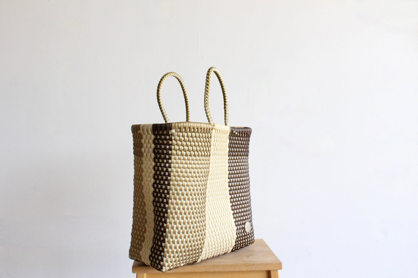 Gold, Beige, and Brown Handwoven Tote bag