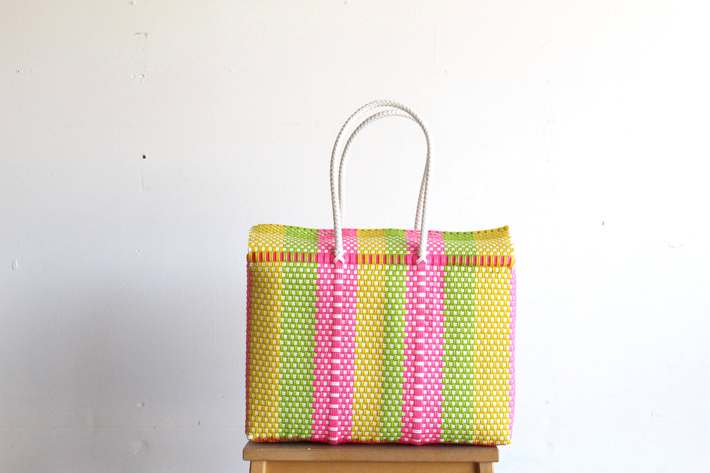 Hot Pink, Lime & Yellow handwoven Handbag by MexiMexi