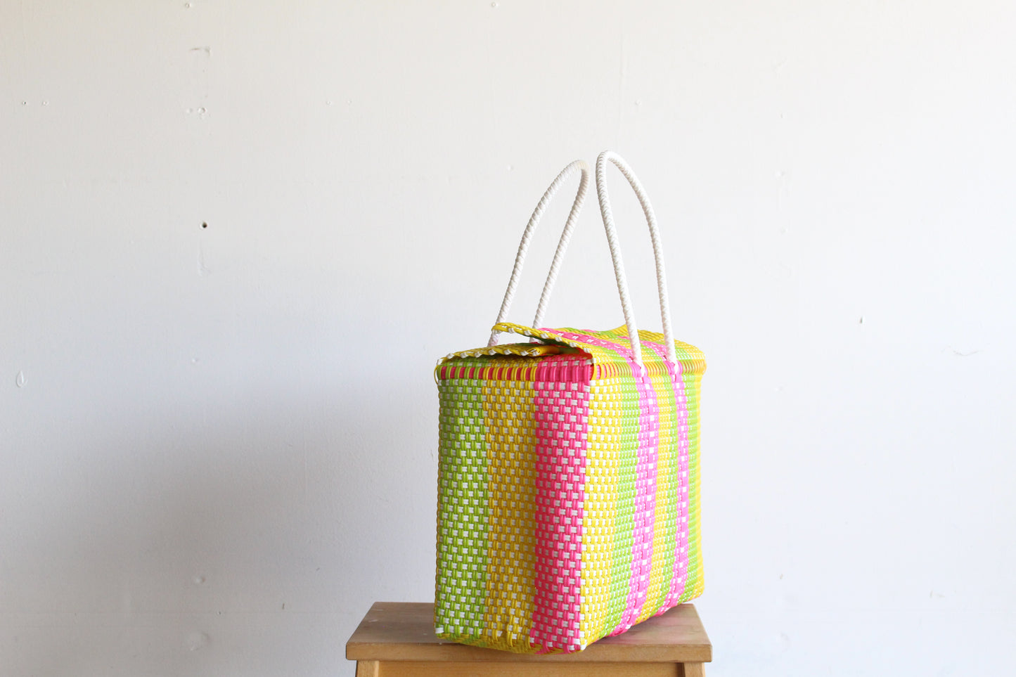 Hot Pink, Lime & Yellow handwoven Handbag by MexiMexi