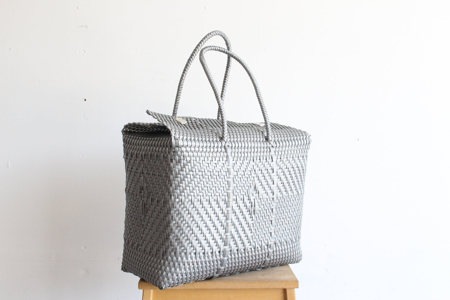 Silver Handwoven Mexican Basket by MexiMexi