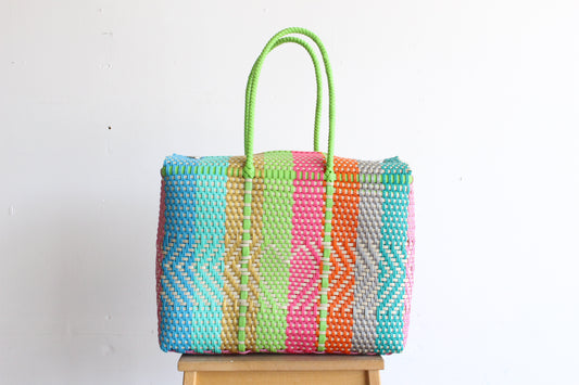 Colorful Heart Handwoven Mexican Basket by MexiMexi