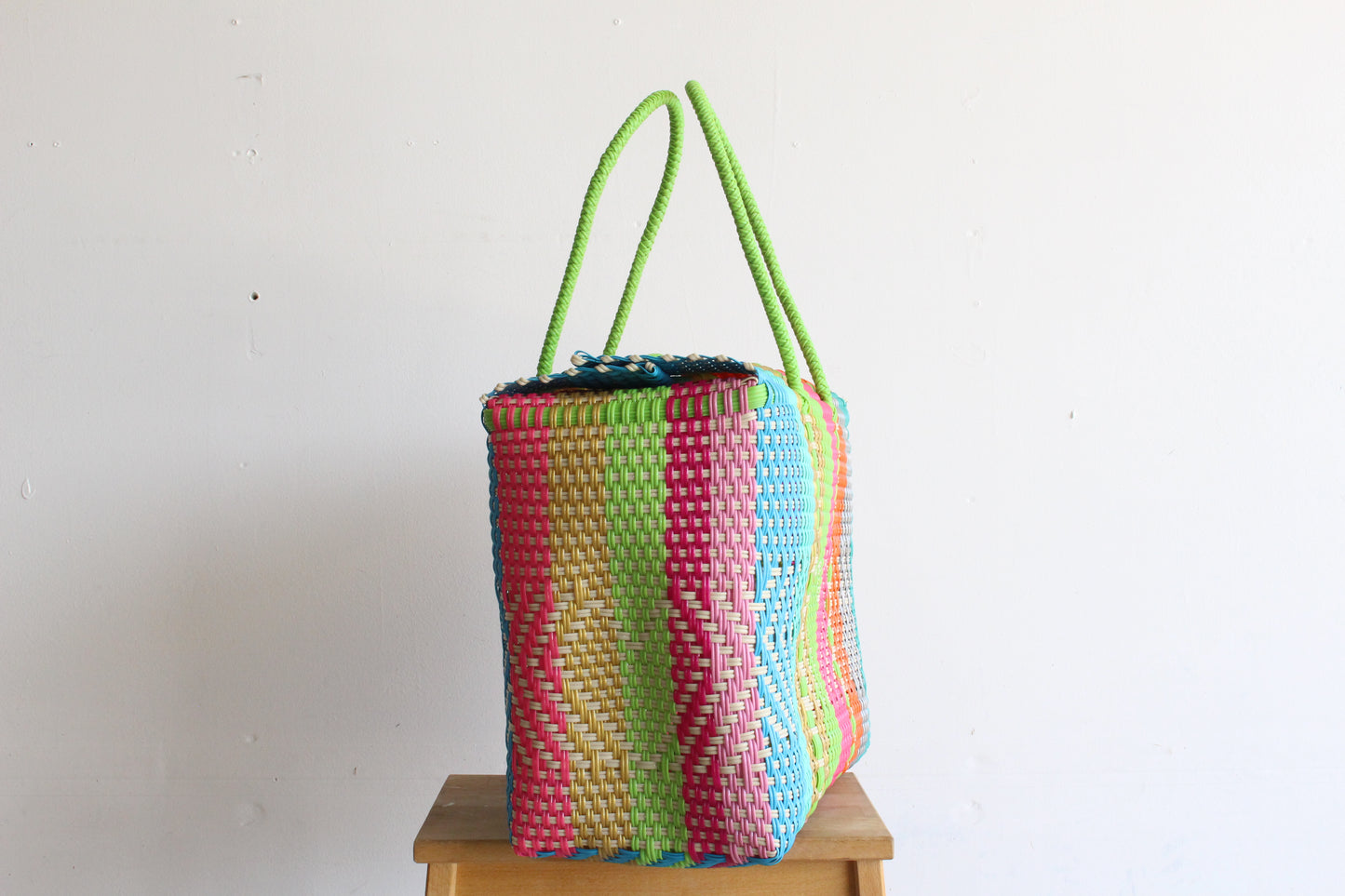 Colorful Heart Handwoven Mexican Basket by MexiMexi
