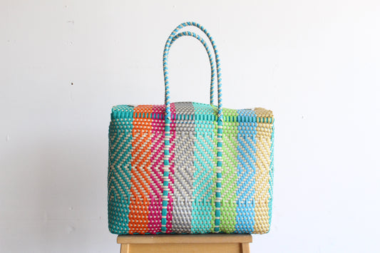 Colorful Handwoven Mexican Basket by MexiMexi