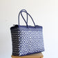 Blue, Sliver & White Handwoven Mexican Basket by MexiMexi