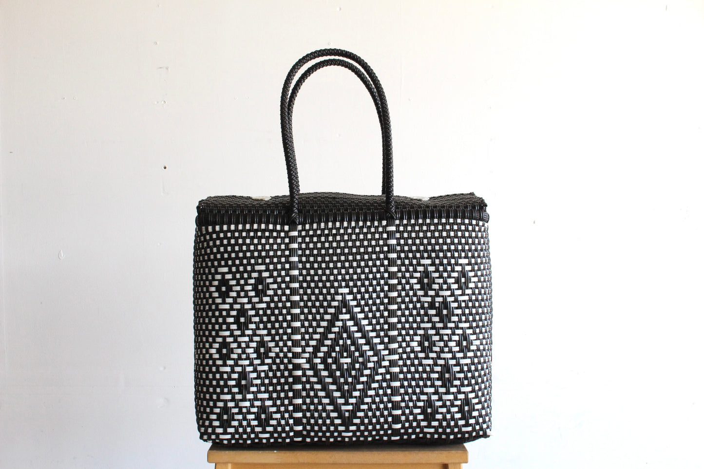 Black & White Handwoven Mexican Basket by MexiMexi