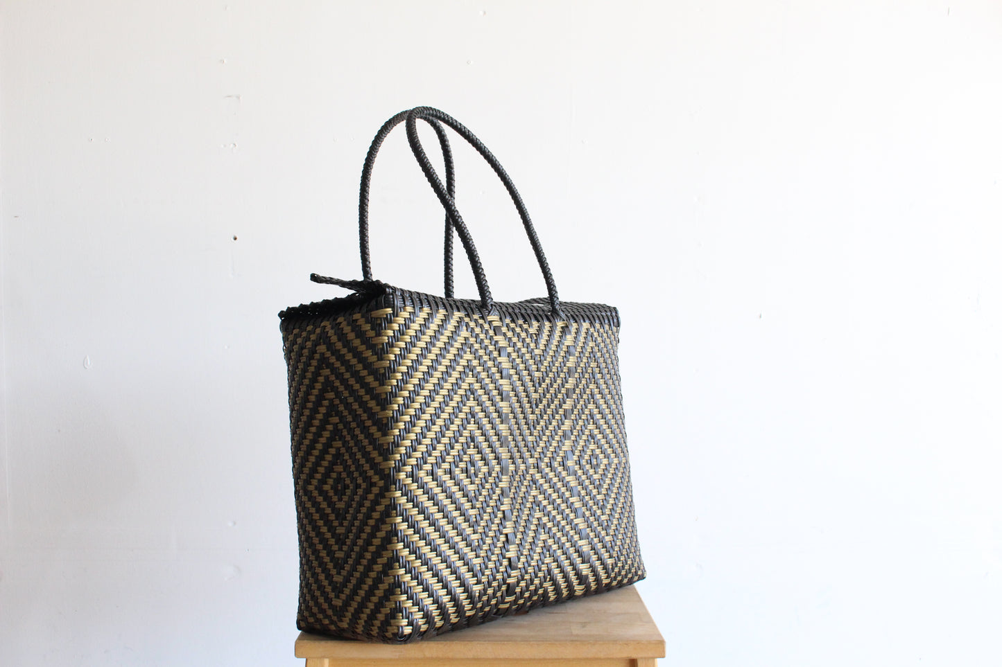 Black & Gold Handwoven Mexican Basket by MexiMexi