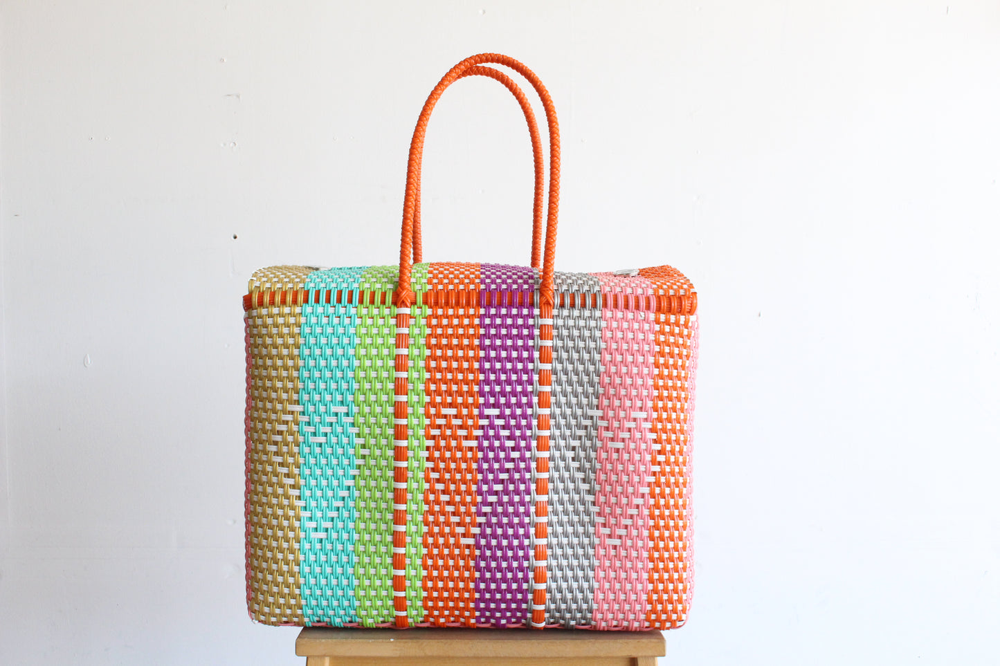 Colorful Bright Hearts Handwoven Mexican Basket by MexiMexi