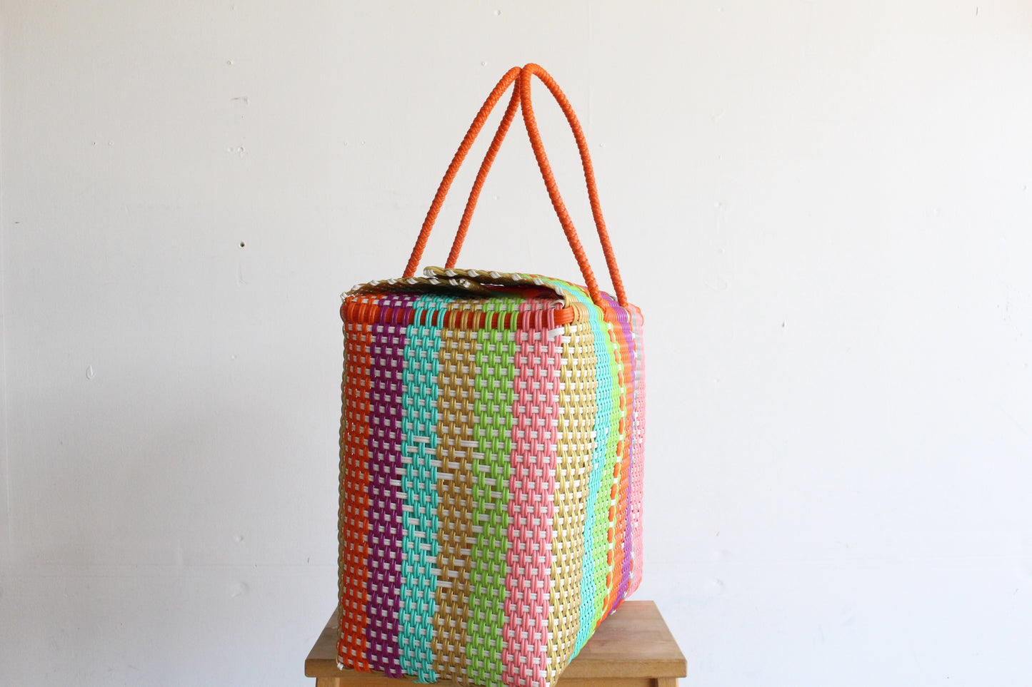 Colorful Bright Hearts Handwoven Mexican Basket by MexiMexi