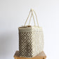 Beige & Gold Handwoven Mexican Basket by MexiMexi