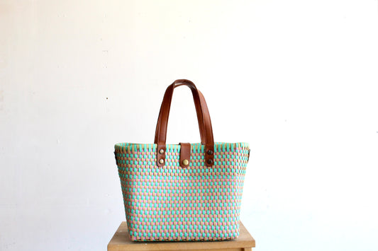 Beige, Pink & Teal Purse bag by MexiMexi