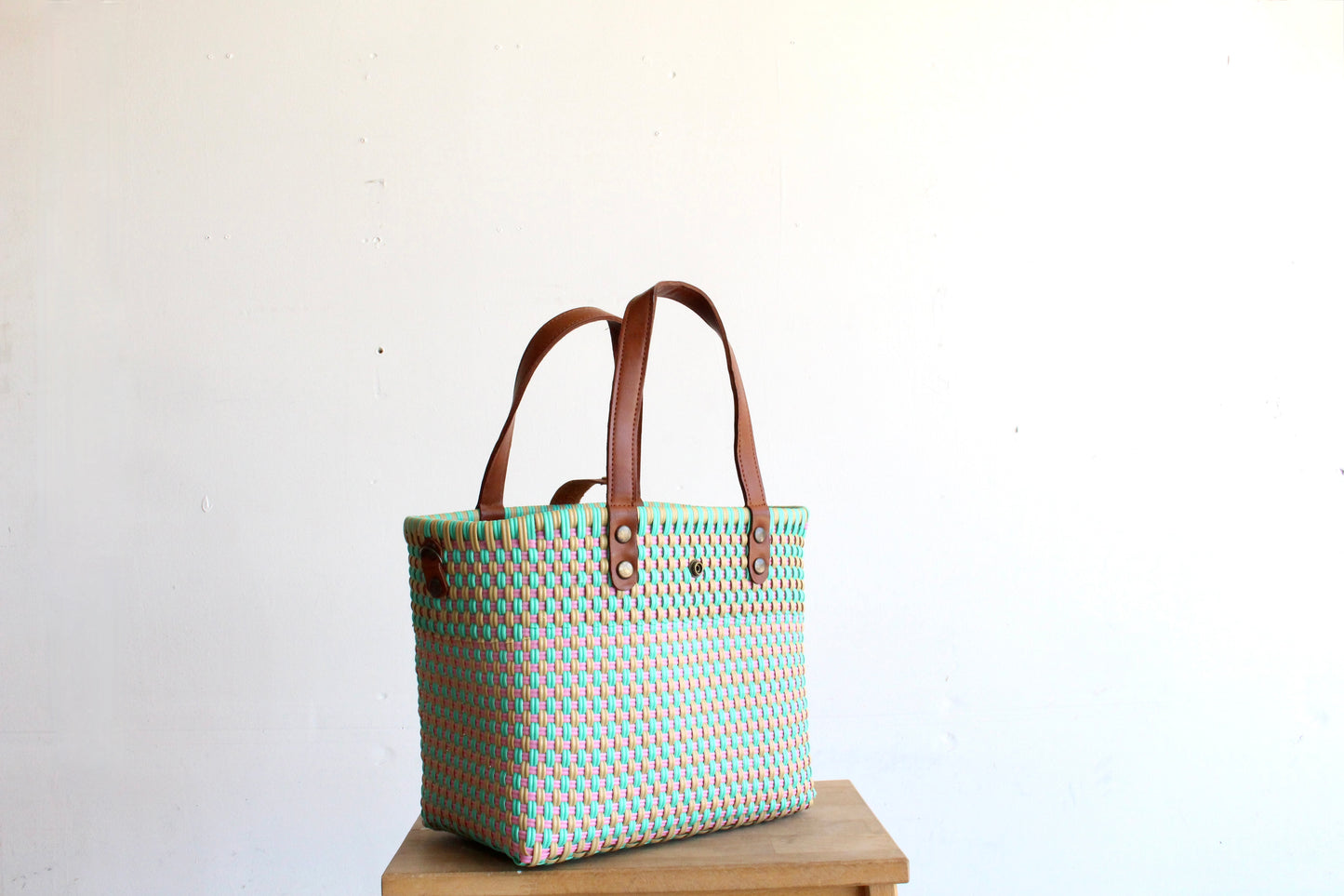 Beige, Pink & Teal Purse bag by MexiMexi