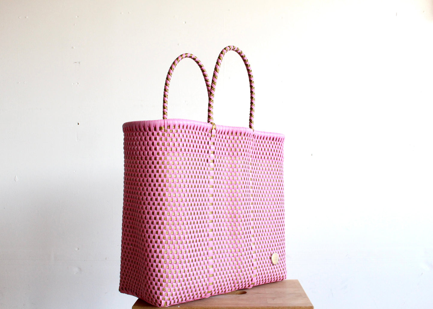 Pink & Gold Handwoven Mexican Tote bag by MexiMexi