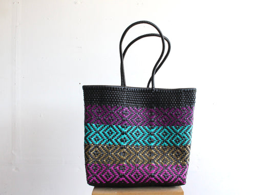 Black With colors Handwoven Mexican Tote by MexiMexi