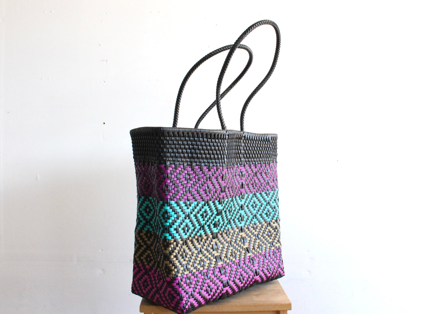 Black With colors Handwoven Mexican Tote by MexiMexi