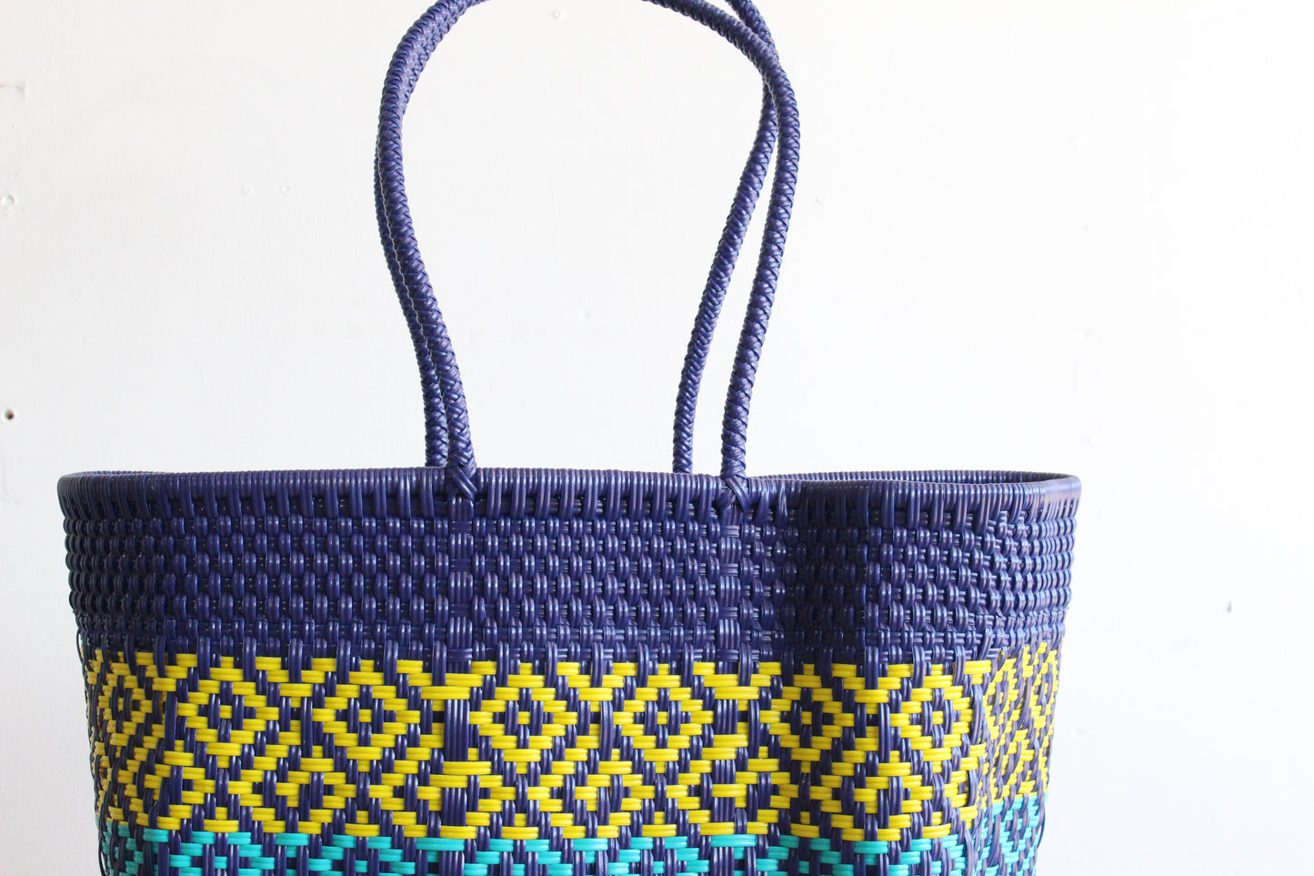 Navy Blue with colors Handwoven Mexican Tote by MexiMexi
