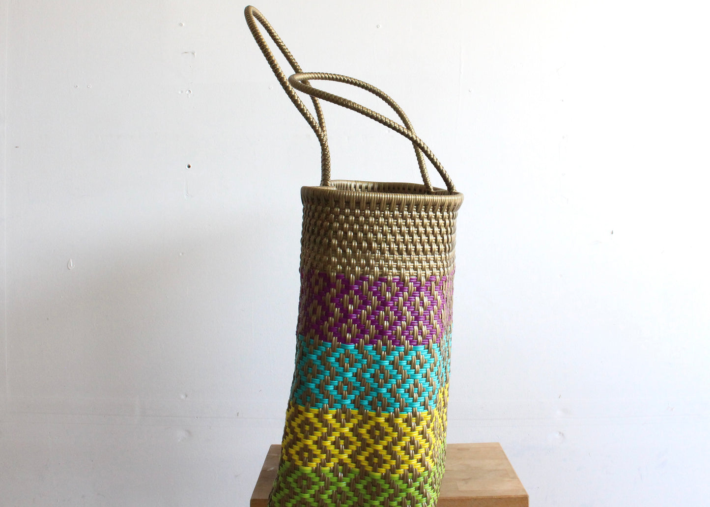 Gold with colors Handwoven Mexican Tote by MexiMexi