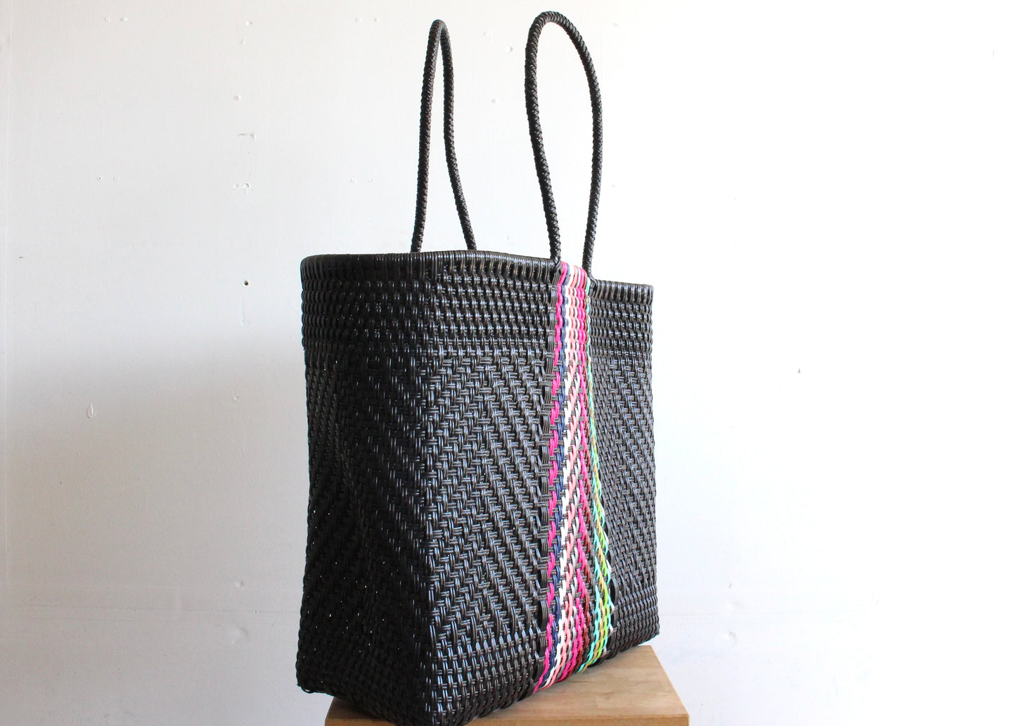 Black with Colors Handwoven Mexican Tote by MexiMexi